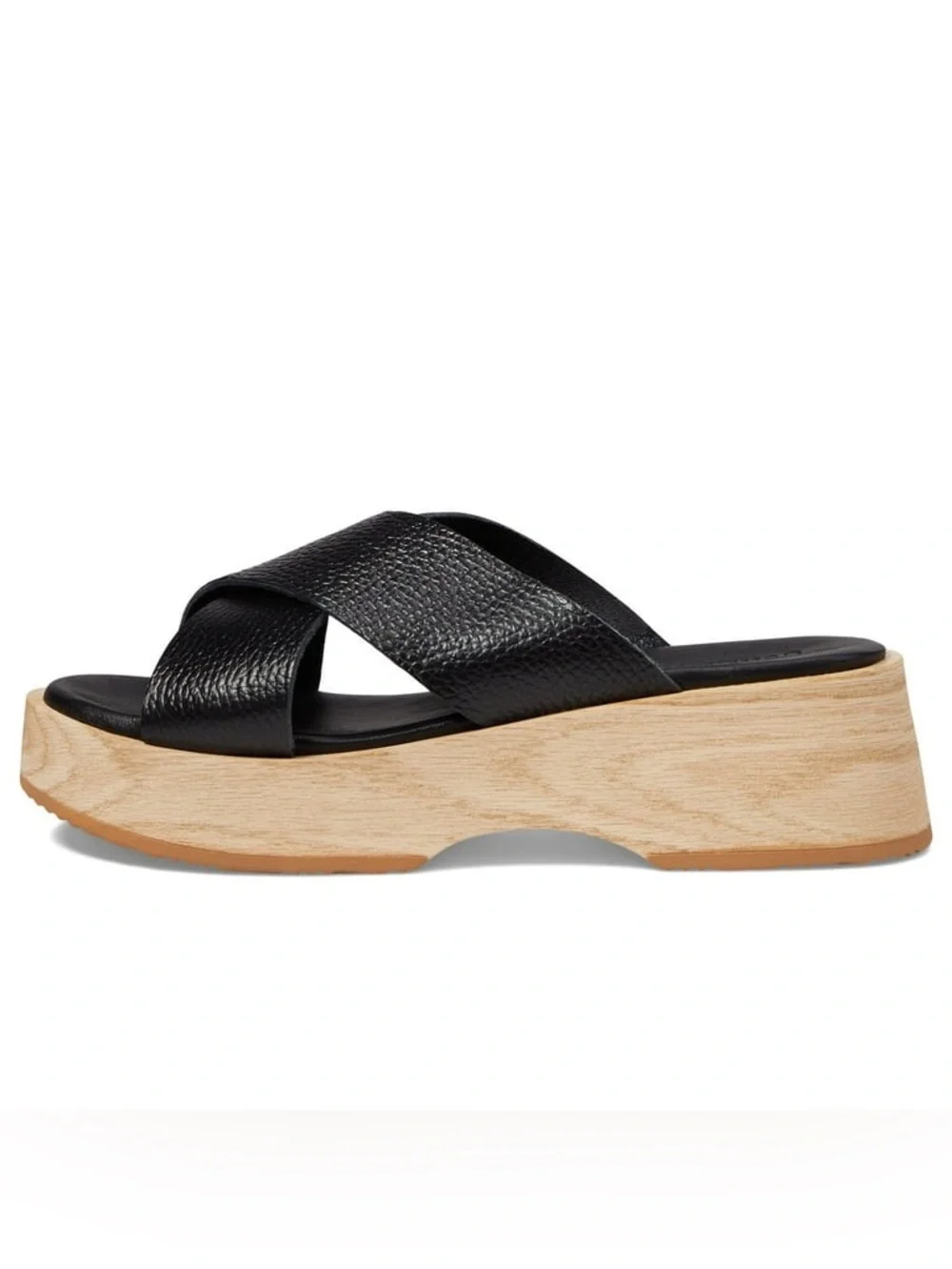 Gentle Souls Orion Black Pebble Leather Crisscross Platform Slide Sz 7 BNWB - Picture 1 of 7